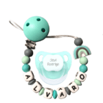 Chupetero De Silicona arcoíris menta con chupete personalizado