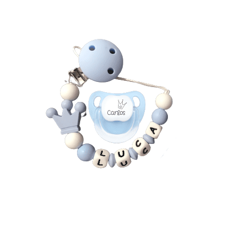 Chupetero De Silicona Corona celeste con chupete personalizado