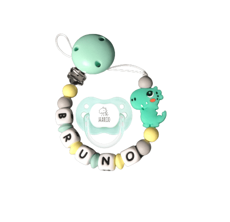 Chupetero De Silicona Dinosaurio con chupete personalizado