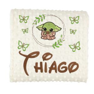 Manta burbuja clásica beige Baby Yoda personalizada