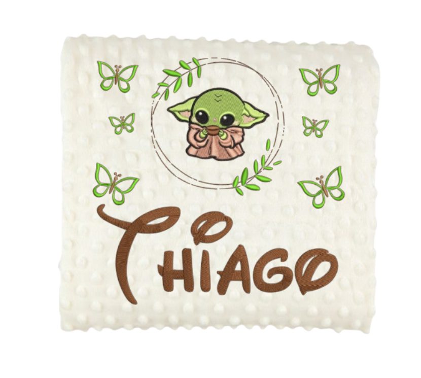 Manta burbuja clásica beige Baby Yoda personalizada