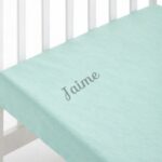 Sábana bajera menta personalizada para cuna
