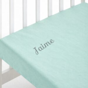 Sábana bajera menta personalizada para cuna