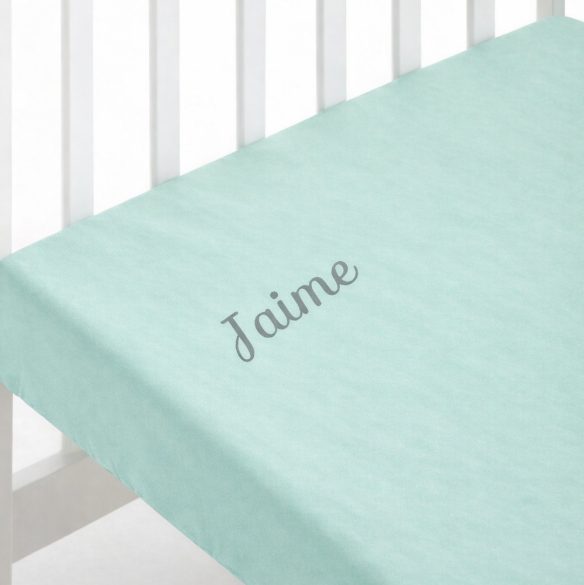 Sábana bajera menta personalizada para cuna